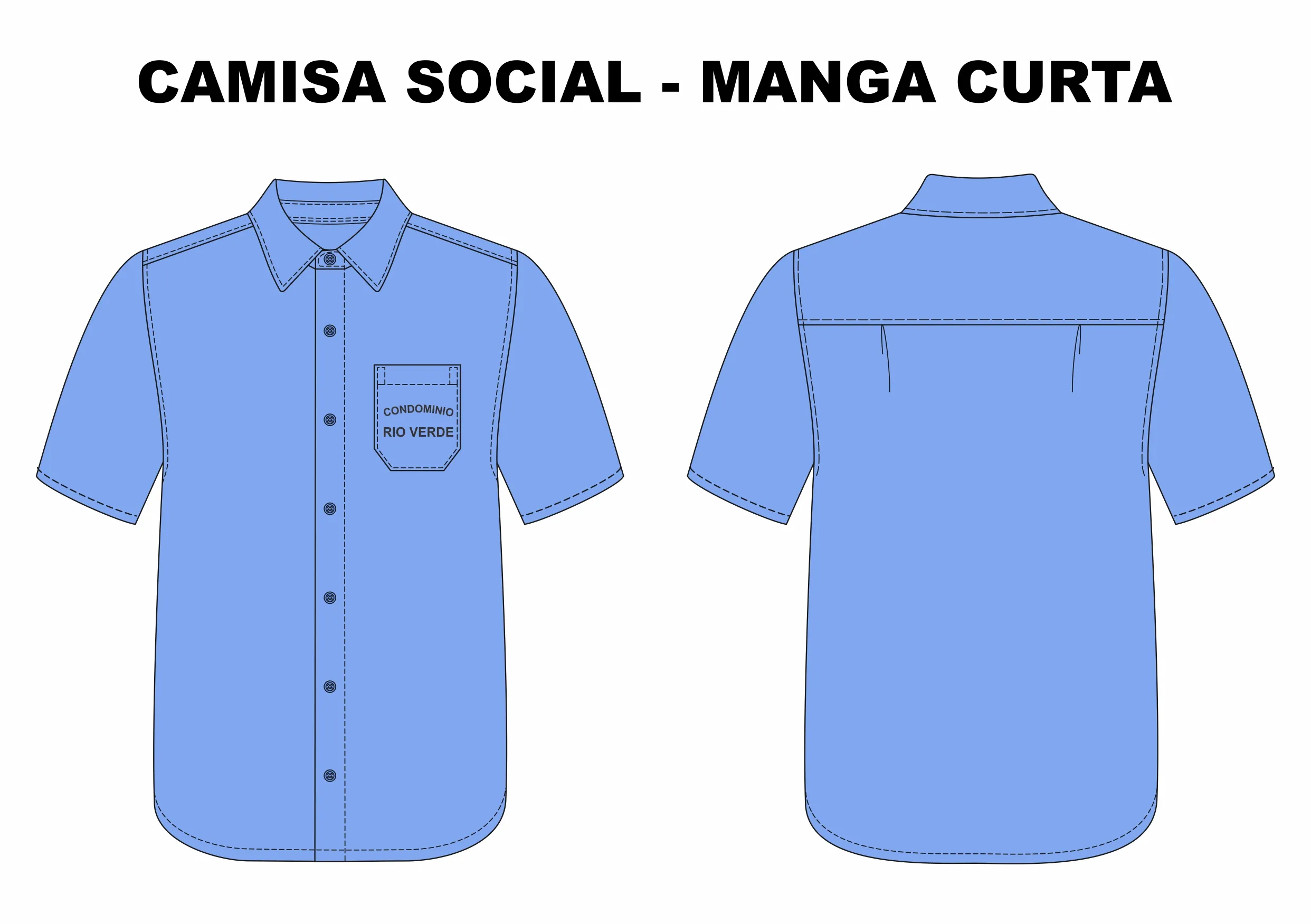 CAMISA SOCIAL MANGA CURTA - RIO VERDE AZUL CLARO TAM GG5