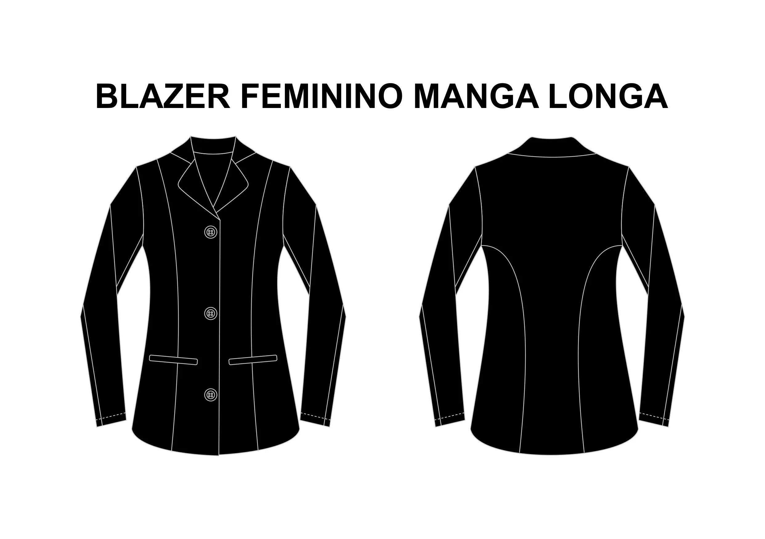 BLAZER FEMININO MANGA LONGA PRETO TAM GG5