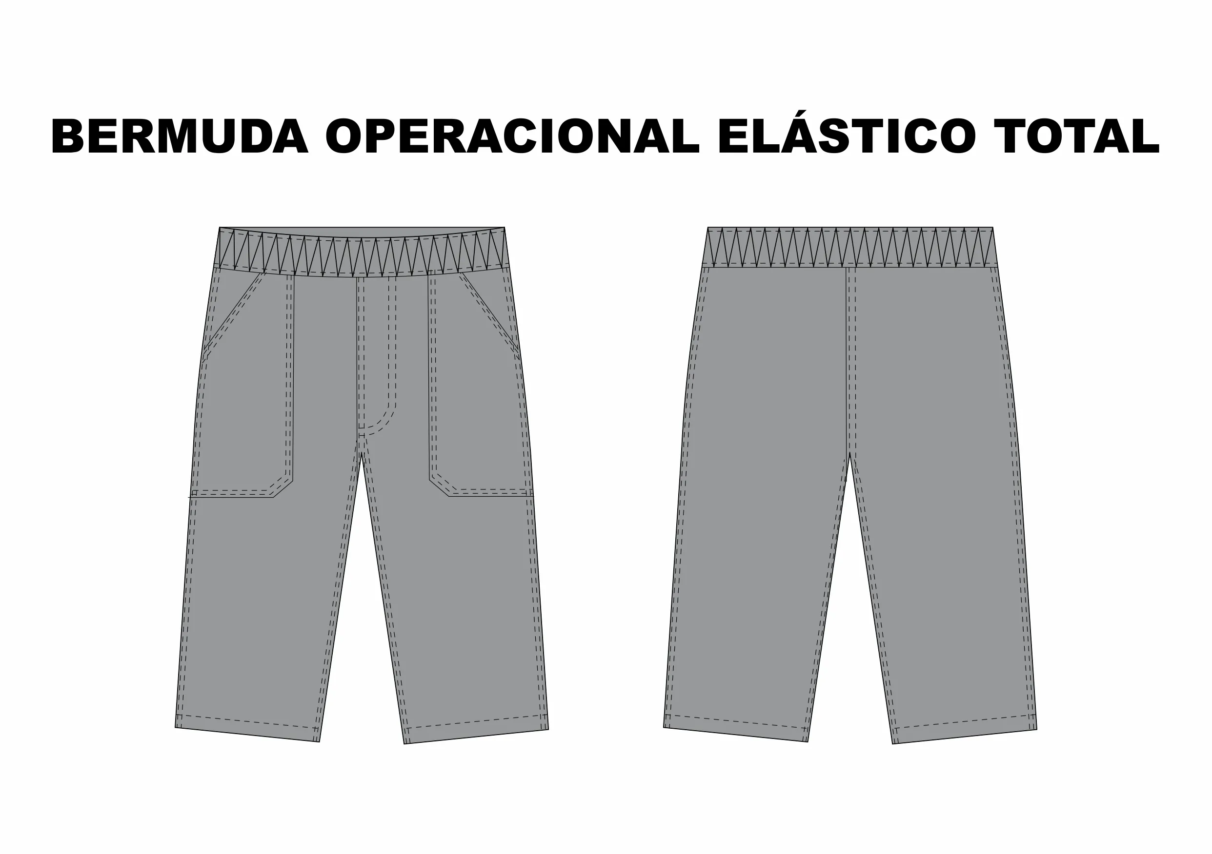 BERMUDA MASCULINA ELÁSTICO TOTAL CINZA ESCURO TAM 46