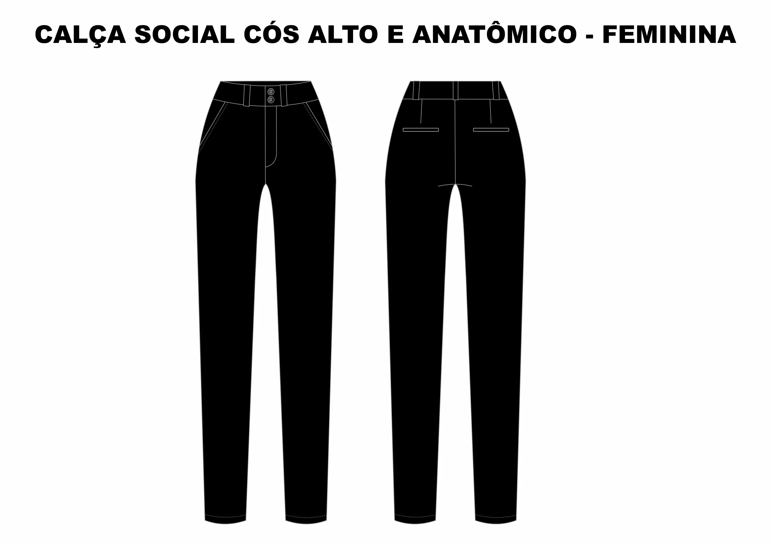 CALÇA SOCIAL FEMININA CÓS ANATÔMICO PRETO TAM 46