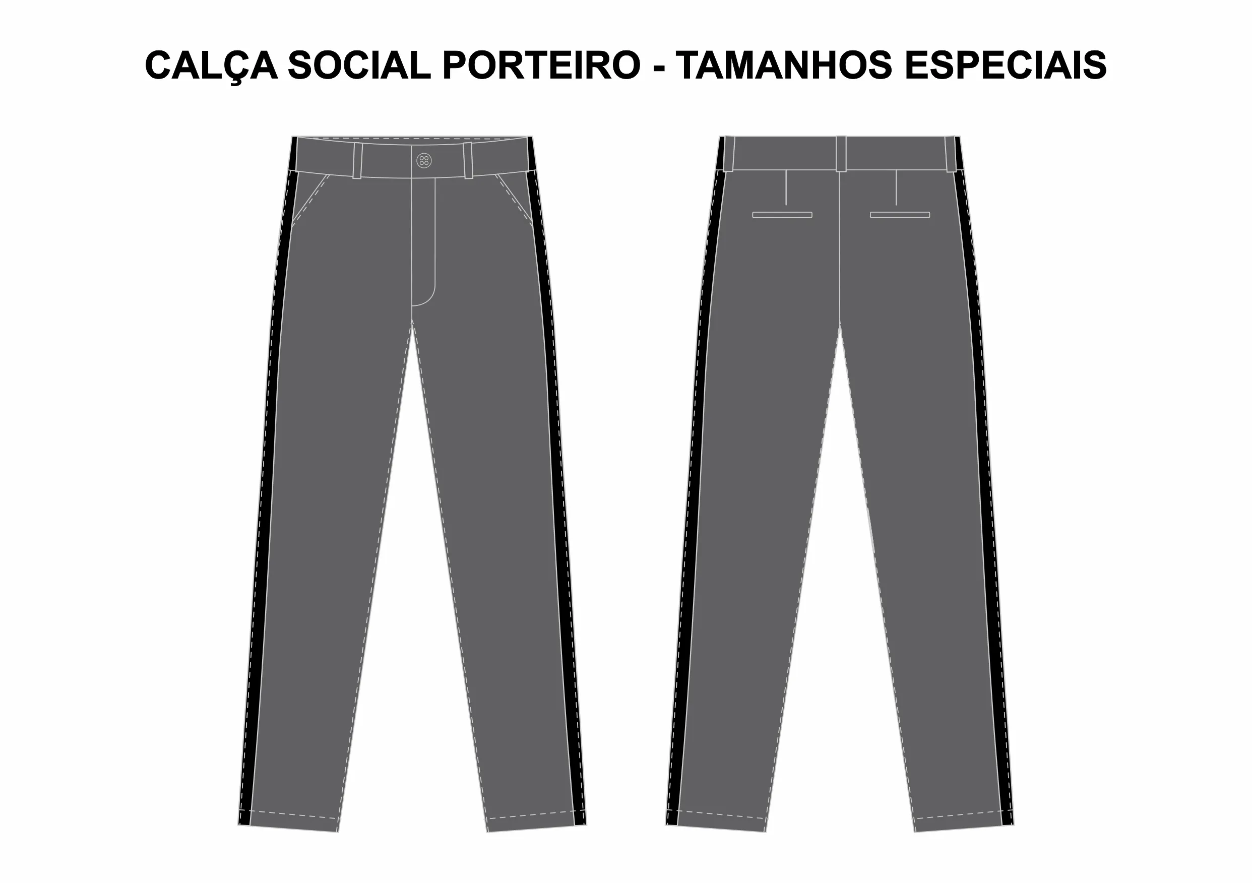 CALÇA SOCIAL - TAMANHOS ESPECIAIS CINZA MINERIO TAM SM