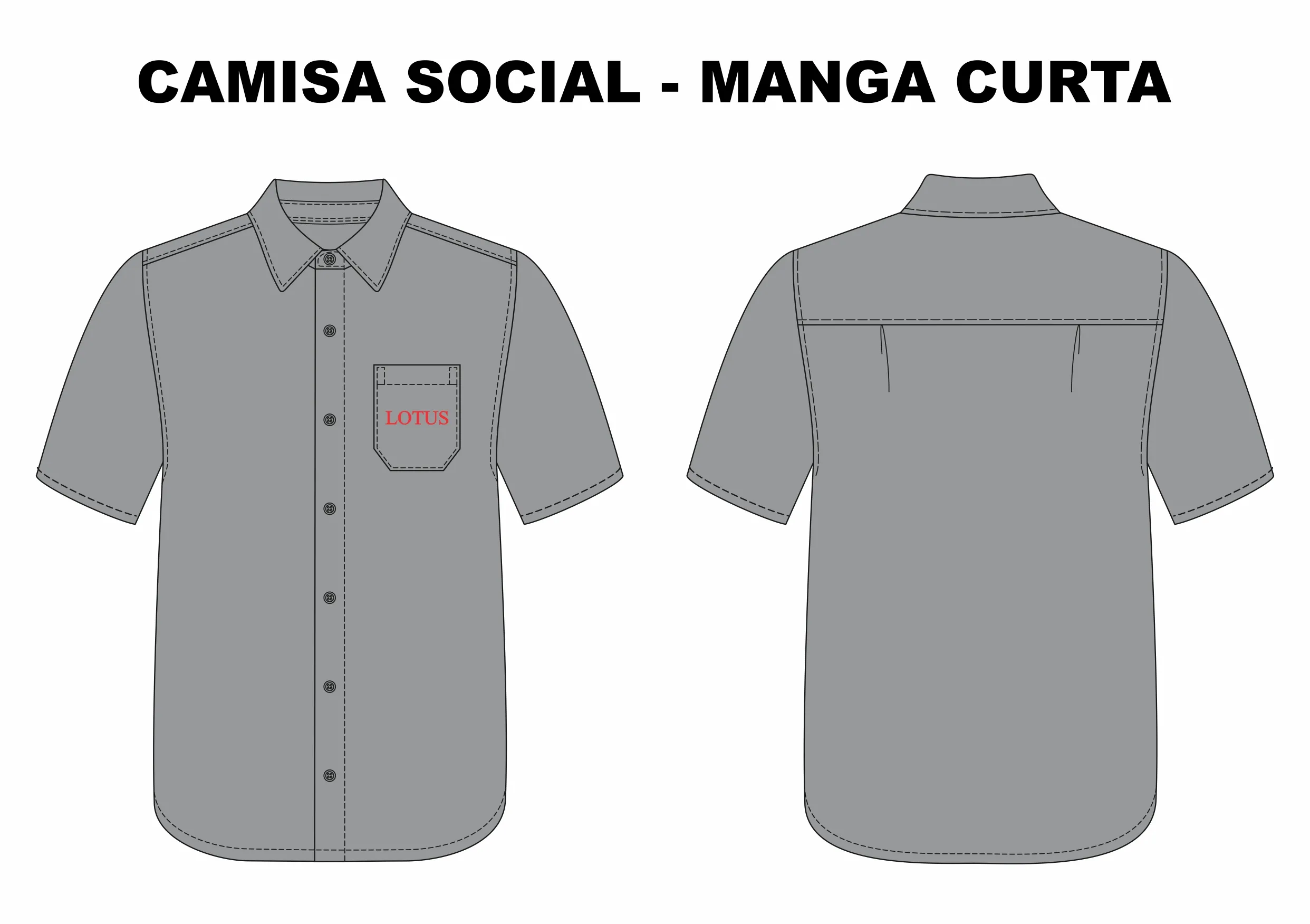 CAMISA SOCIAL MANGA CURTA COM LOGO CINZA CLARO TAM GG5